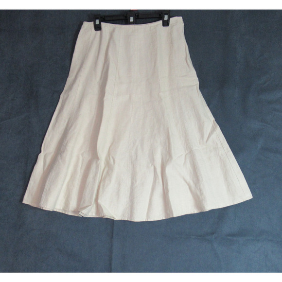 Charter Club Skirt Womens Size 10 Beige Pleated Linen Maxi Minimalist Neutrals - Picture 1 of 6